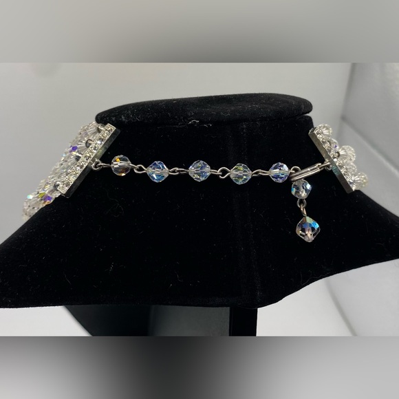 Aurora Borealis AB Five Strand Faceted Crystal Glass Choker Necklace Vintage - Picture 12 of 12